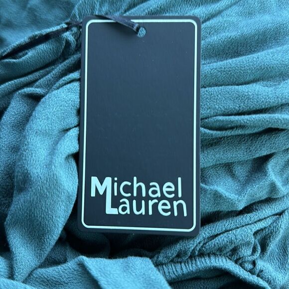 Michael Lauren NWT Sam Open Shoulder Bell Sleeve Top in Admiral Green size L - Picture 5 of 6